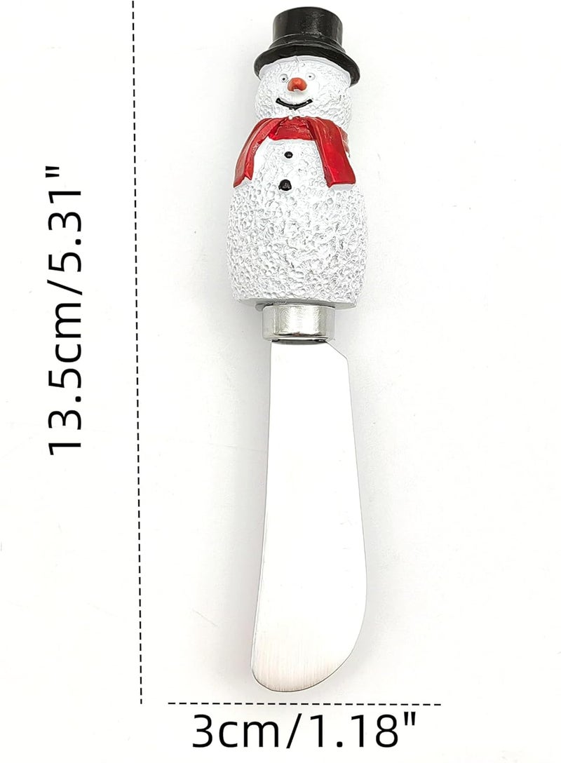 Zoster Handmade Resin Snowman Cheese Knife Spreader, Butter Knife Spreader, Stainless Steel Blade, Christmas Gift for Men and Women (Snow Man in Black Hat), 5.31” x 1.18” x 1.18” - Image 2